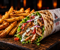 Chicken Wrap with skin-on fries