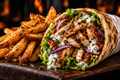 Chicken Gyros with skin-on fries